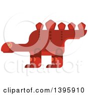 Poster, Art Print Of Flat Design Red Stegosaurus Dinosaur