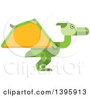 Poster, Art Print Of Flat Design Green Pterodactyl Dinosaur
