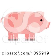Clipart Of A Flat Design Pig Royalty Free Vector Illustration