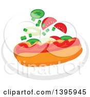 Clipart Of A Hot Dog With Toppings Royalty Free Vector Illustration