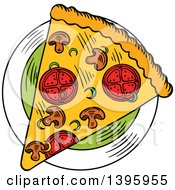 Poster, Art Print Of Sketched Slice Of Pizza