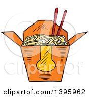 Poster, Art Print Of Sketched Chinese Takeout Container Of Noodles