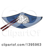 Poster, Art Print Of Sketched Chinese Plate Of Rice