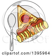 Clipart Of A Sketched Slice Of Pie Royalty Free Vector Illustration by Vector Tradition SM