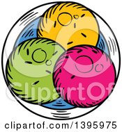 Clipart Of A Sketched Bowl Of Ice Cream Scoops Royalty Free Vector Illustration