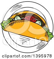 Clipart Of A Sketched Beef Taco Royalty Free Vector Illustration