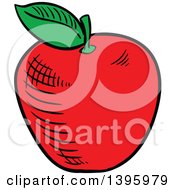 Poster, Art Print Of Sketched Red Apple
