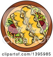 Clipart Of A Sketched Plate Of Enchiladas Royalty Free Vector Illustration by Vector Tradition SM