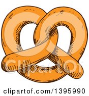 Clipart Of A Sketched Soft Pretzel Royalty Free Vector Illustration by Vector Tradition SM