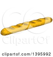 Clipart Of A Sketched Baguette Royalty Free Vector Illustration