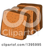 Clipart Of Sketched Sliced Wheat Bread Royalty Free Vector Illustration