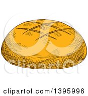Clipart Of A Sketched Bread Boule Royalty Free Vector Illustration