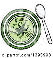 Clipart Of Sketched Green Curry Royalty Free Vector Illustration