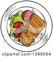 Clipart Of A Sketched Argentine Asado Short Ribs Royalty Free Vector Illustration