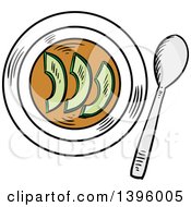 Clipart Of A Sketched Argentine Cream Soup With Avocado Royalty Free Vector Illustration