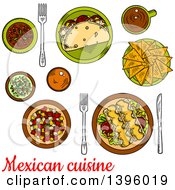 Poster, Art Print Of Sketched Meal Of Mexican Food With Text