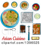Poster, Art Print Of Sketched Meal Of Asian Cuisine