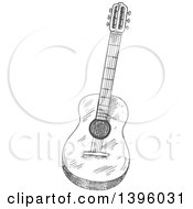 Poster, Art Print Of Gray Sketched Guitar