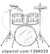 Poster, Art Print Of Gray Sketched Drum Set