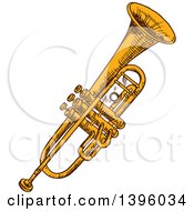 Poster, Art Print Of Sketched Trumpet