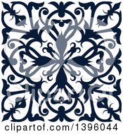 Poster, Art Print Of Navy Blue Square Vintage Ornate Flourish Design Element