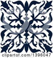 Clipart Of A Navy Blue Square Vintage Ornate Flourish Design Element Royalty Free Vector Illustration