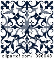 Poster, Art Print Of Navy Blue Square Vintage Ornate Flourish Design Element
