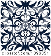 Clipart Of A Navy Blue Square Vintage Ornate Flourish Design Element Royalty Free Vector Illustration