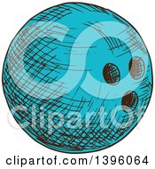 Clipart Of A Sketched Bowling Ball Royalty Free Vector Illustration