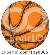 Clipart Of A Sketched Basketball Royalty Free Vector Illustration