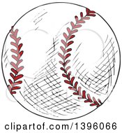 Clipart Of A Sketched Baseball Royalty Free Vector Illustration