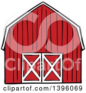 Clipart Of A Sketched Red Barn Royalty Free Vector Illustration