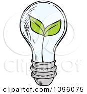 Poster, Art Print Of Sketched Plant In A Light Bulb