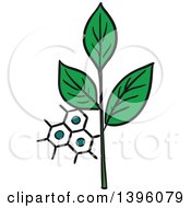 Clipart Of A Sketched Plant And Structure Royalty Free Vector Illustration