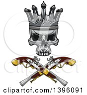 Poster, Art Print Of Crowned Skull Over Crossed Pistols