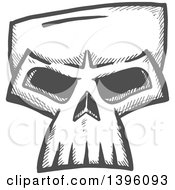 Clipart Of A Sketched Gray Monster Skull Royalty Free Vector Illustration