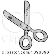 Clipart Of A Sketched Pair Of Scissors Royalty Free Vector Illustration