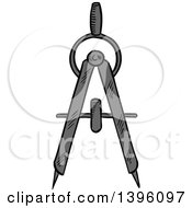 Clipart Of A Sketched Drafting Compass Royalty Free Vector Illustration