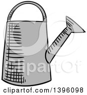 Clipart Of A Sketched Watering Can Royalty Free Vector Illustration