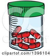 Clipart Of A Sketched Bottle Of Pills Royalty Free Vector Illustration