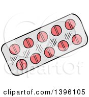 Clipart Of A Sketched Pill Blister Pack Royalty Free Vector Illustration