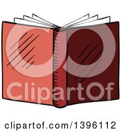 Clipart Of A Sketched Text Book Royalty Free Vector Illustration