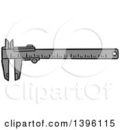 Clipart Of A Sketched Vernier Caliper Royalty Free Vector Illustration