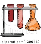 Sketched Science Test Tube And Flask Holder