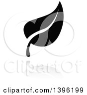 Clipart Of A Black Leafy Seedling Plant With A Gray Reflection Royalty Free Vector Illustration by dero