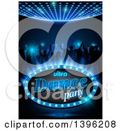 Poster, Art Print Of Silhouetted Young Adults Dancing On Blue With Ultra Dance Party Nightlife Text