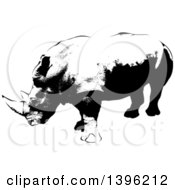 Poster, Art Print Of Black And White African Rhino