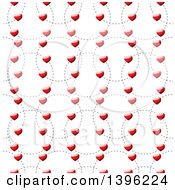 Poster, Art Print Of Seamless Pattern Background Of Shiny Red Hearts On Dotted Circles