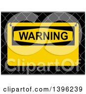 Poster, Art Print Of Yellow Warning Sign On A 3d Fence