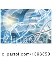 Clipart Of A 3d Medical Background Of Dna Strands And Viruses On Blue Royalty Free Illustration by KJ Pargeter